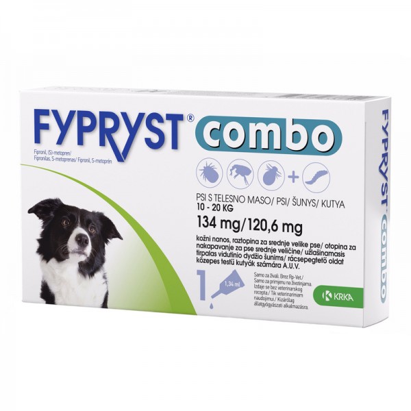 Fypryst Combo 134 mg. - 3 броя пипети за външно обезпаразитяване на куче