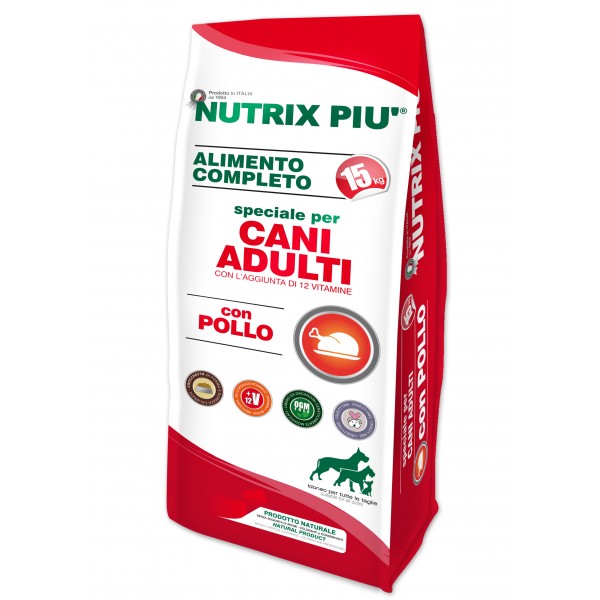 Nutrix Piu Adulti Con Pollo с пиле, 15 кг. - суха храна за възрастни кучета от всички породи